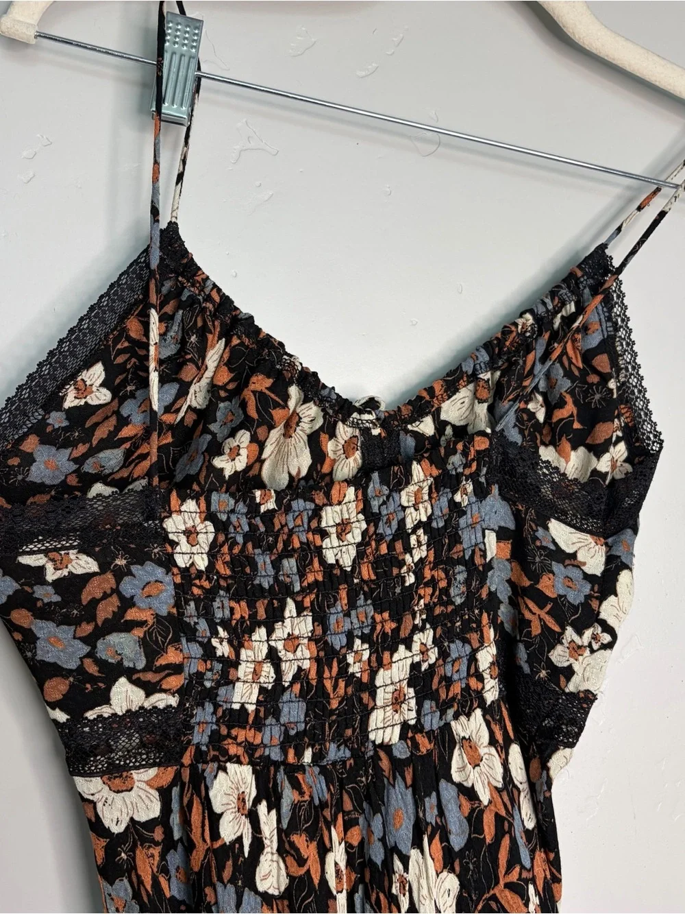 Free People All I Wanted Slip Maxi Dress Ditsy Floral Print XS Natural Boho